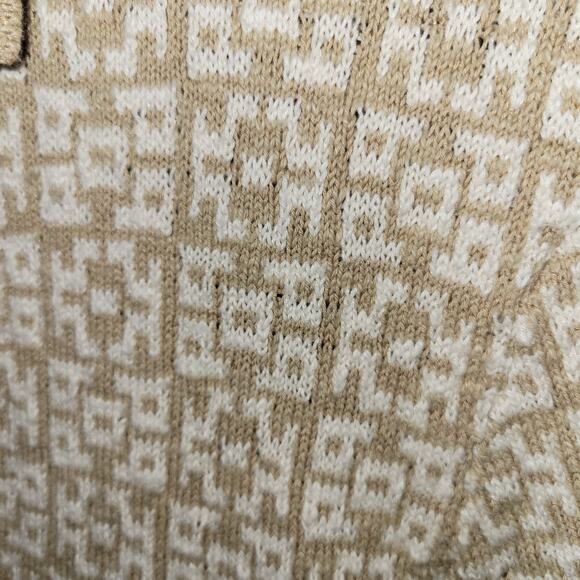 Abercrombie and Fitch Mens Knit Button Up Polo Sweater Size XS Brown Cream Retro - Picture 4 of 8